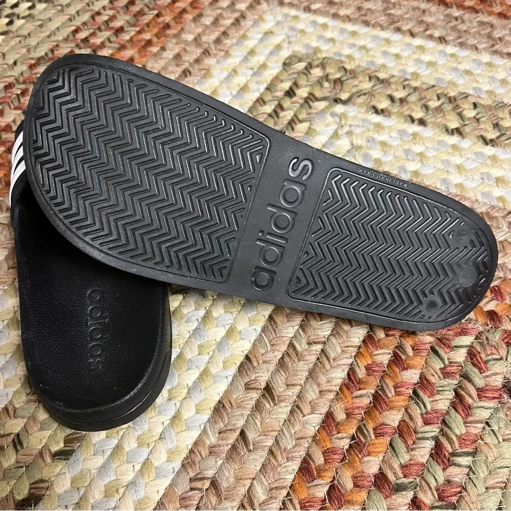 Adidas Black and White Striped Slides size 11